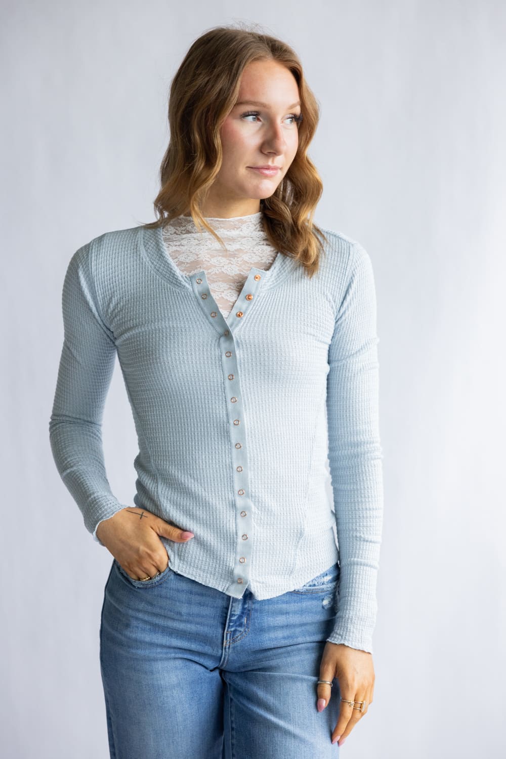 Free People Intimately Going Places Cardi for Women in Pearl Blue