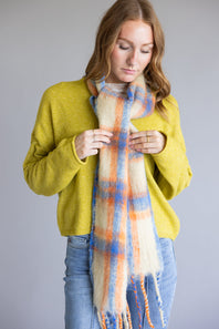 Free People Highland Plaid Skinny Scarf for Women in Ivory Combo