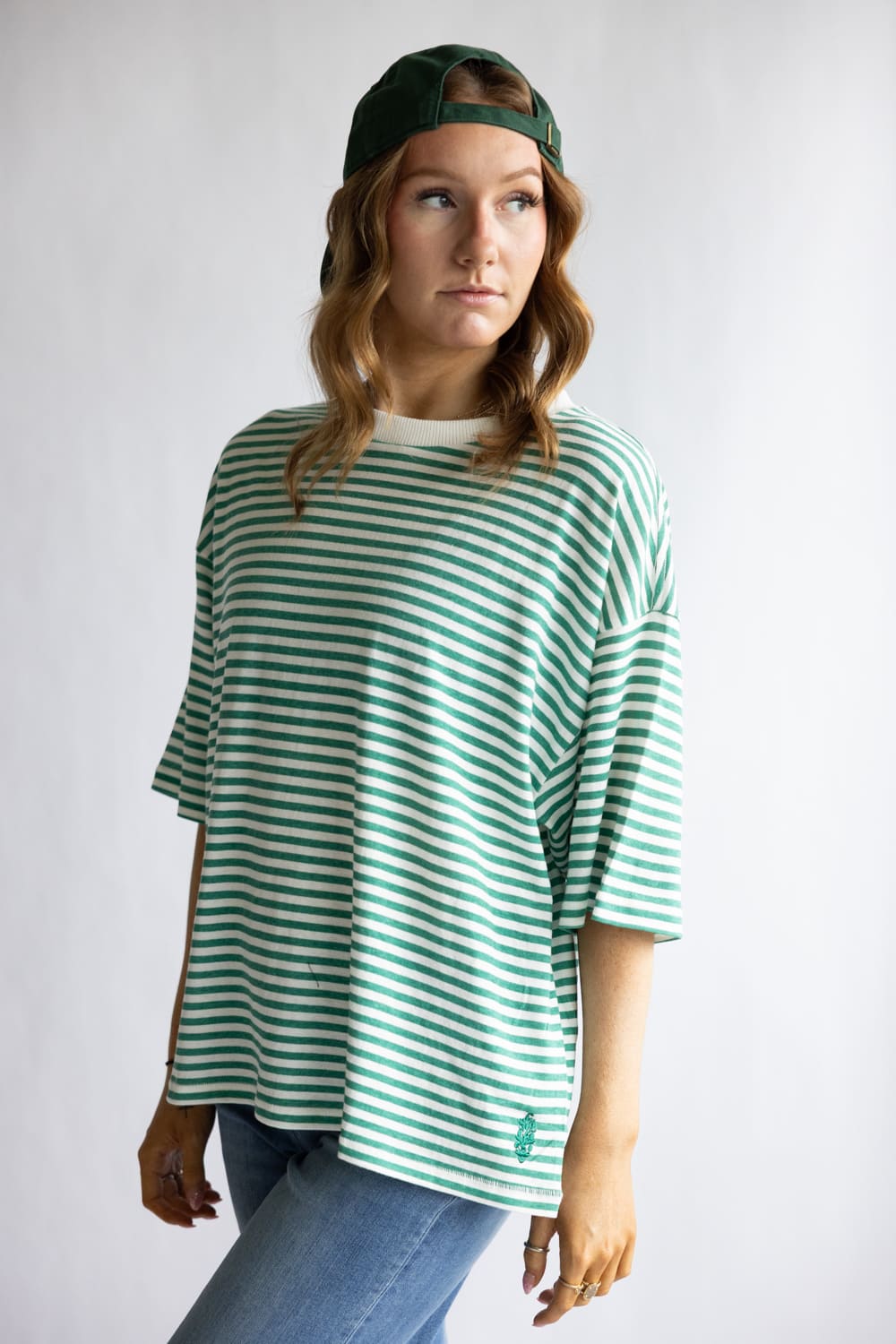FP Movement Tackle Stripe Tee for Women in Court Stripe Green