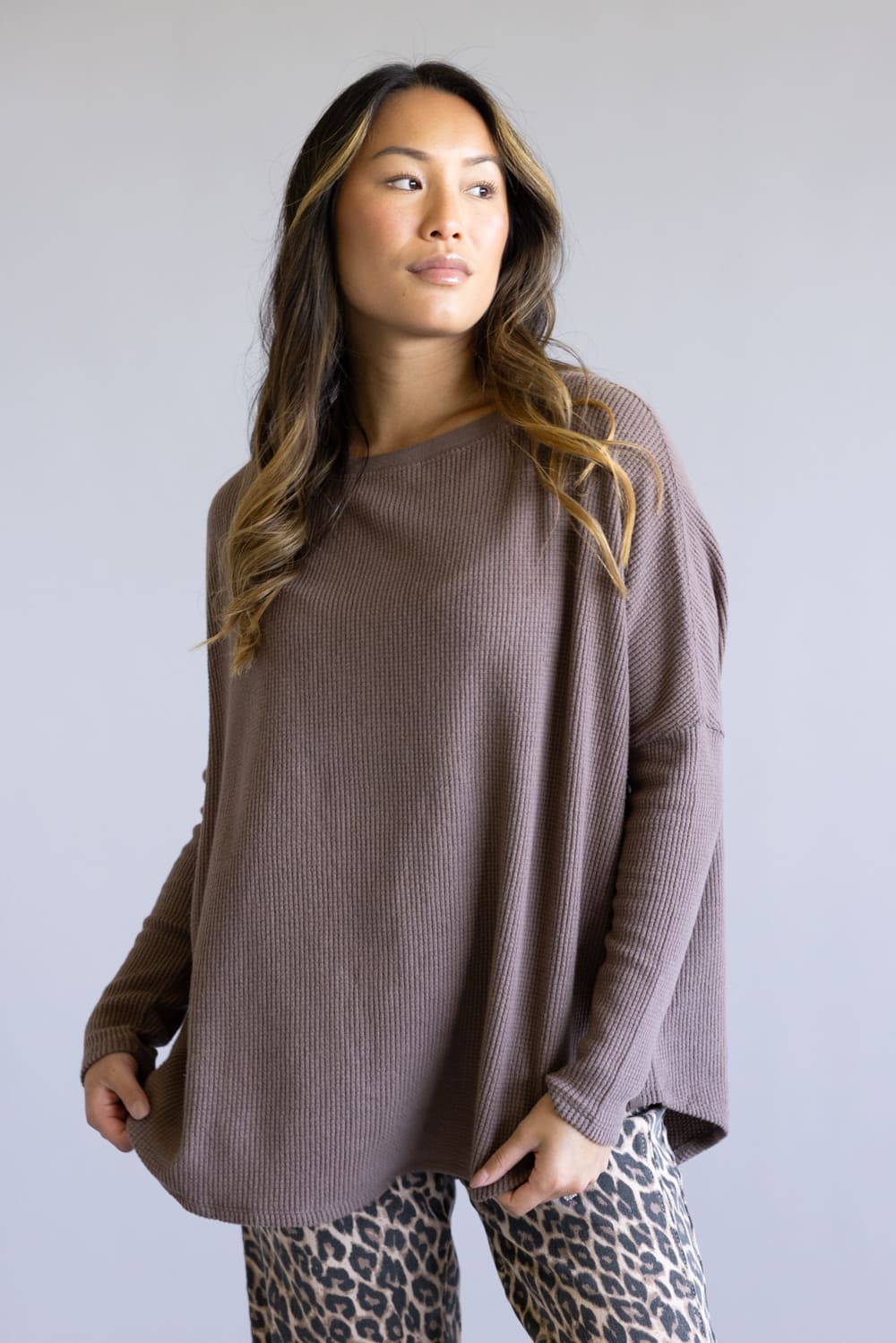 Free People We The Free Latte Blues Solid Thermal for Women in Leafless Tree