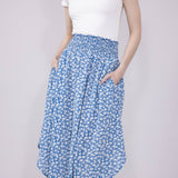 Ditsy Floral Midi Skirt for Women in Blue