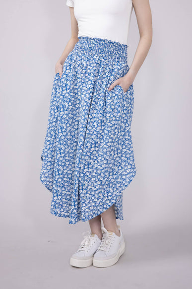 Ditsy Floral Midi Skirt for Women in Blue