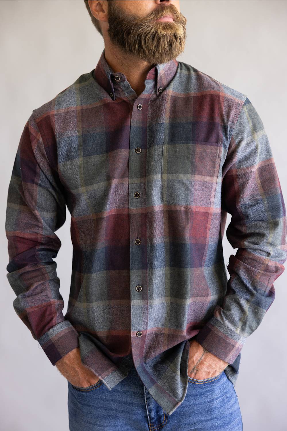 1897 Legends Plaid Flannel Shirt for Men in Burgundy Multi at Glik's , XXL