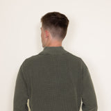 Sand Washed ¼ Zip Sweater for Men in Green
