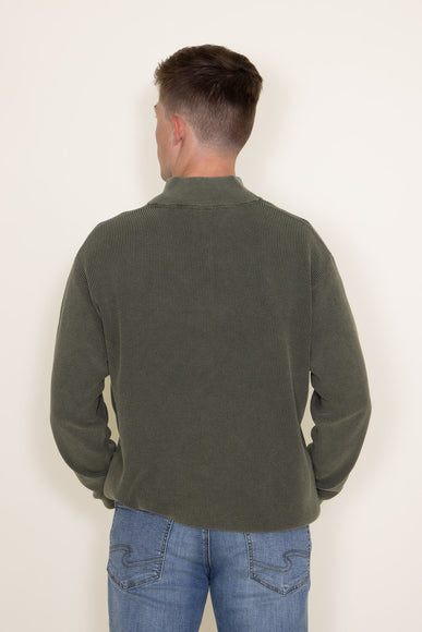 Sand Washed ¼ Zip Sweater for Men in Green