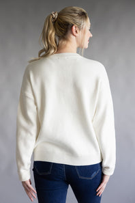 Fa La La Embroidered Sweater for Women in White