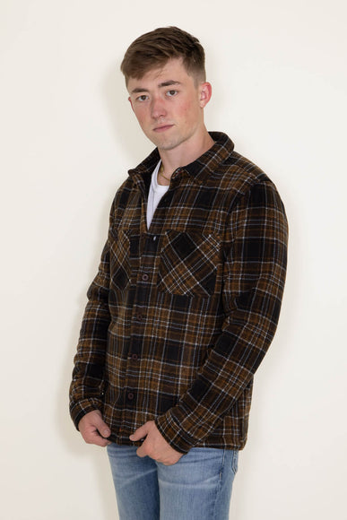 Flag & Anthem Sherpa Lined Plaid Shacket for Men in Brown