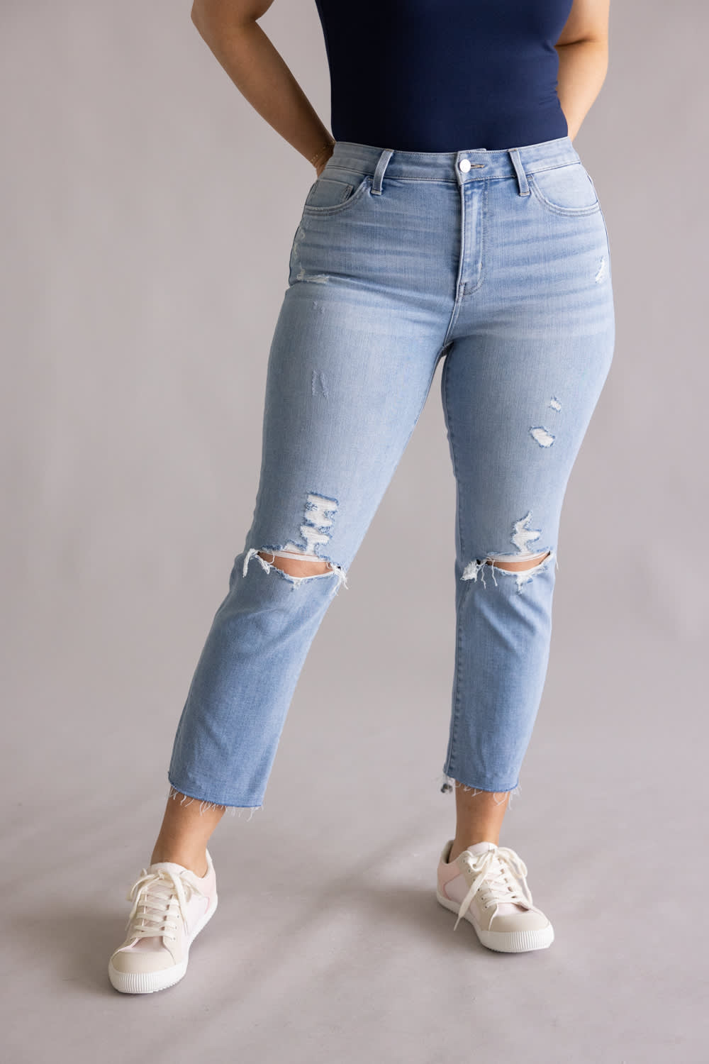 Flying Monkey High Rise Cropped Slim Straight Leg Jeans for Women