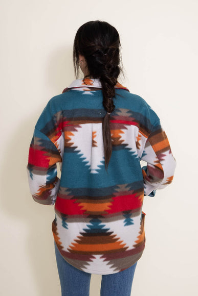 Polar Fleece Shacket for Women in Red Aztec