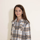 Youth Polar Fleece Shacket for Girls in Taupe