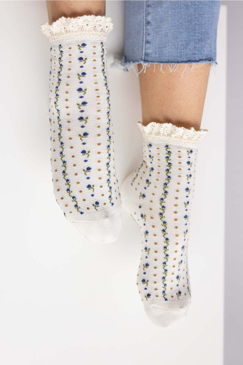 Free People Rosebud Waffle Knit Ankle Socks ivory 