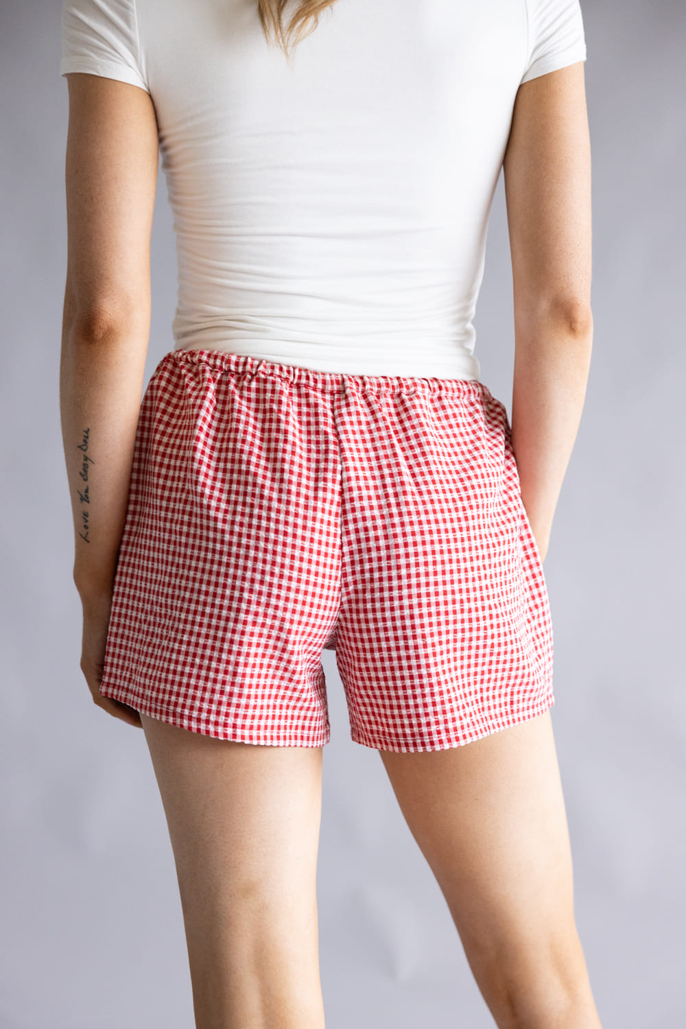 Gingham Boxer Shorts for Women in Red