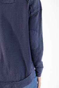 Simply Southern Curved Hem Waffle Top for Women in Dusk Blue | PP-0226-PULL-WFL-DUSK