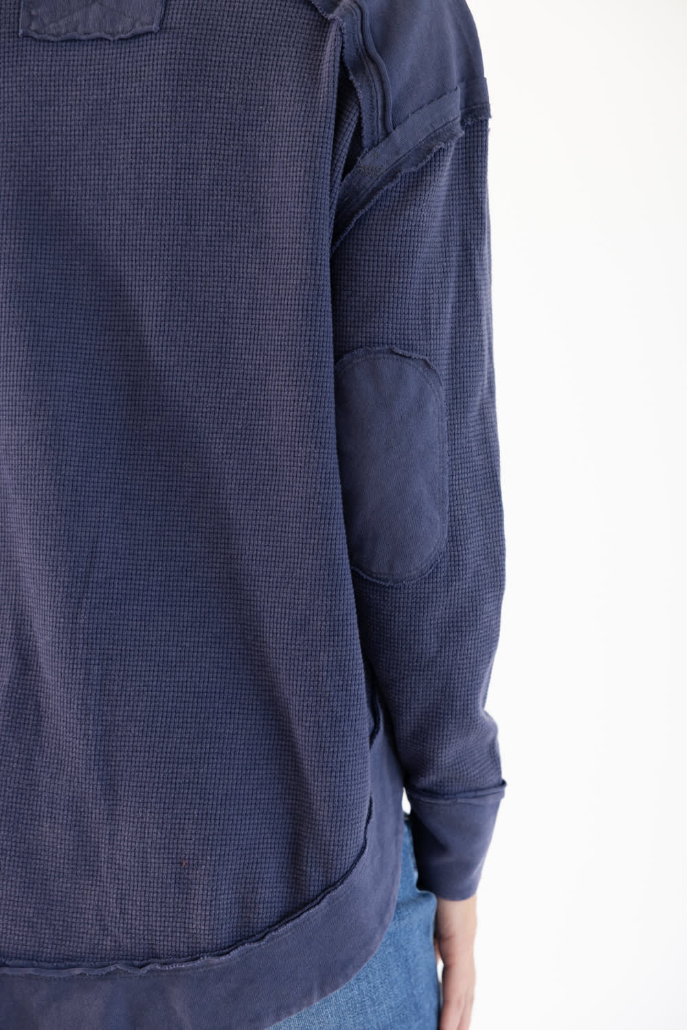 Simply Southern Curved Hem Waffle Top for Women in Dusk Blue | PP-0226-PULL-WFL-DUSK