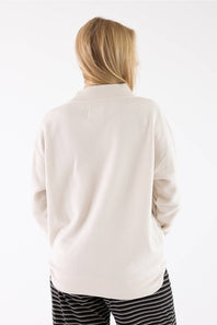 1897 Active Merry Chenille Patch Mock Neck Sweatshirt for Women in Beige