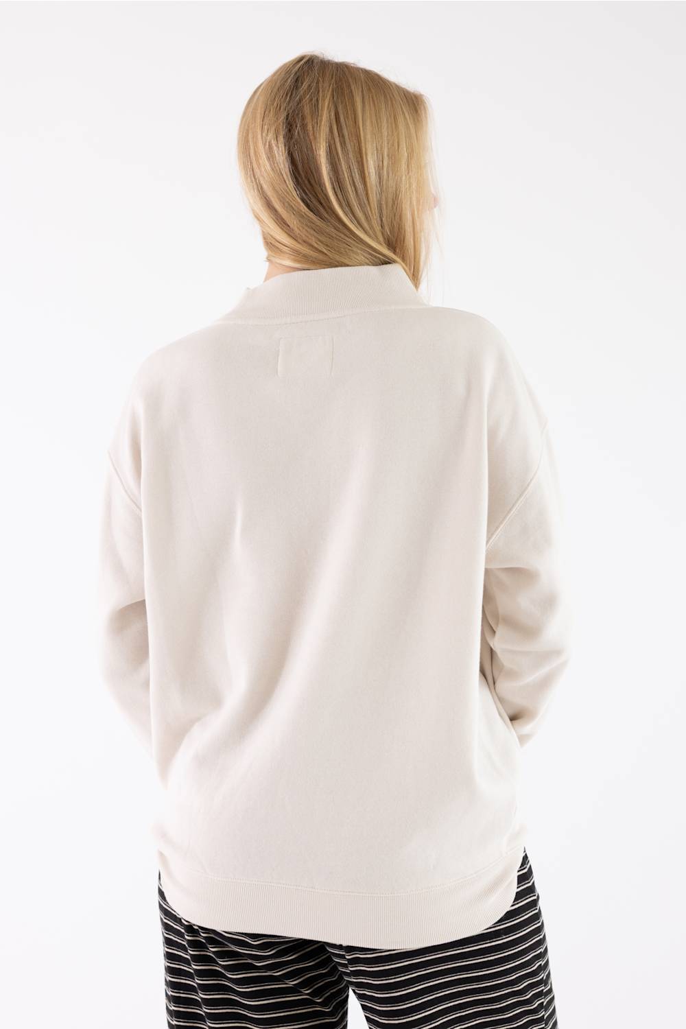 1897 Active Merry Chenille Patch Mock Neck Sweatshirt for Women in Beige
