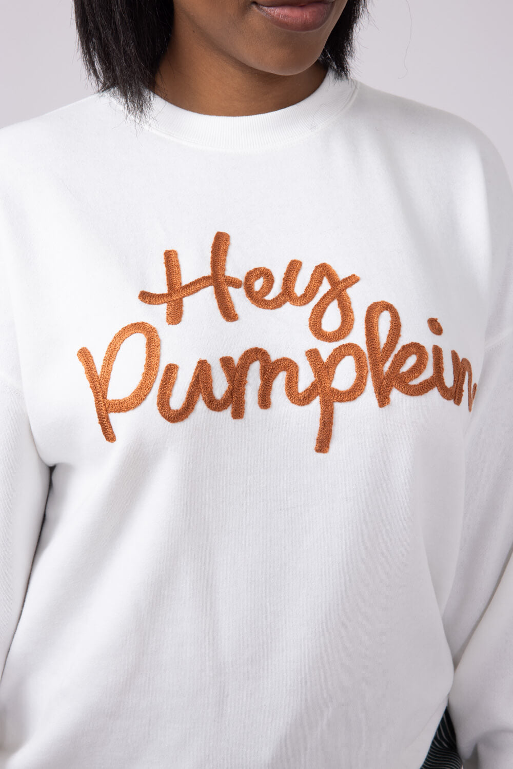 1897 Active Embroidered Hey Pumpkin Sweatshirt for Women in Ivory