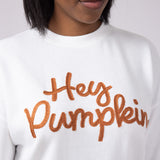 1897 Active Embroidered Hey Pumpkin Sweatshirt for Women in Ivory
