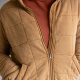 Garment Washed Quilted Jacket for Women in Brown