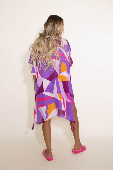 Geometric Print Kimono for Women in Purple