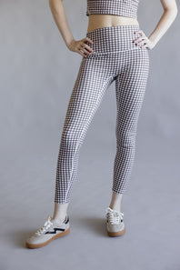 Gingham High-Rise Leggings for Women in Brown/White