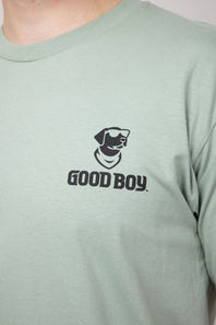 Good Boy Fetch Dog T-Shirt for Men in Sage