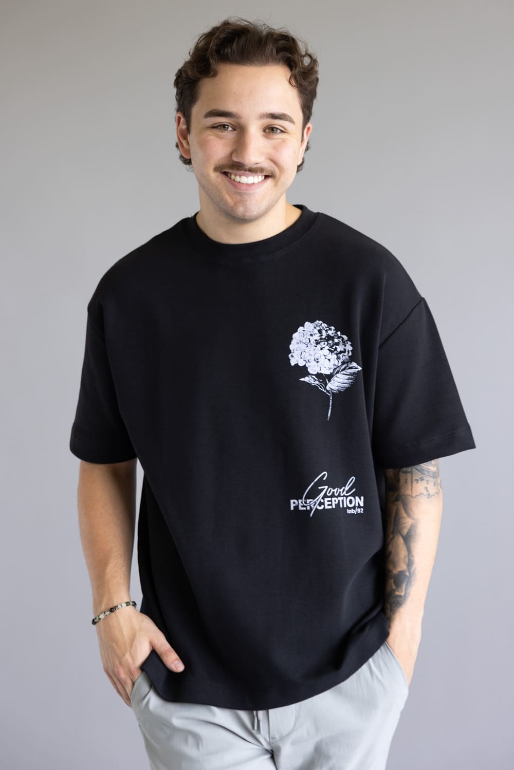 Cactus Man Good Perception T-Shirt for Men in Black | CKTS C172