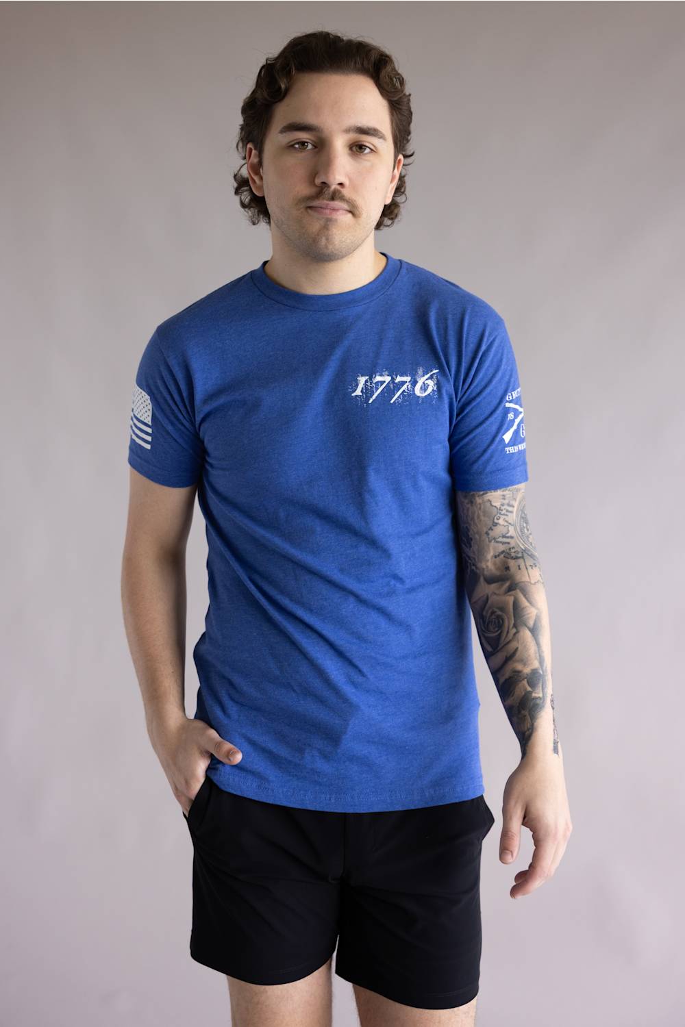 Grunt Style 1776 Flag T-Shirt for Men in Royal Blue