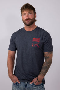 Grunt Style Red Blood Blue Collar T-Shirt for Men in Charcoal