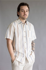 Union Rio Striped Button Down Shirt for Men in Flax