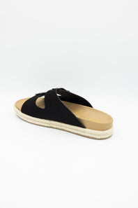 Soda Hertha Two Buckle Platform Sandals in Black