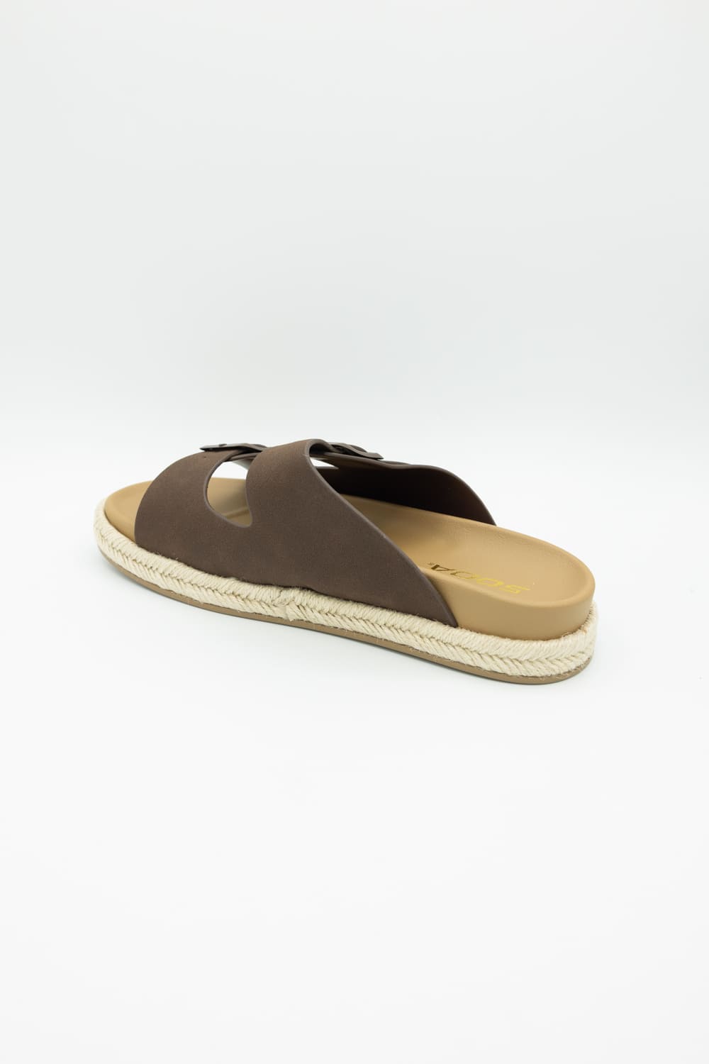 Soda Hertha Two Buckle Platform Sandals in Brown
