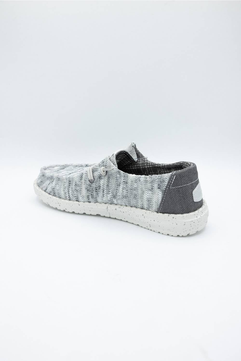 HEYDUDE Womens Wendy Knit Shimmer Shoes in Light Grey