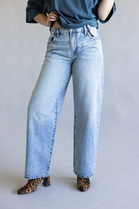 Hidden Mid-Rise Adjustable Baggy Jeans for Women 