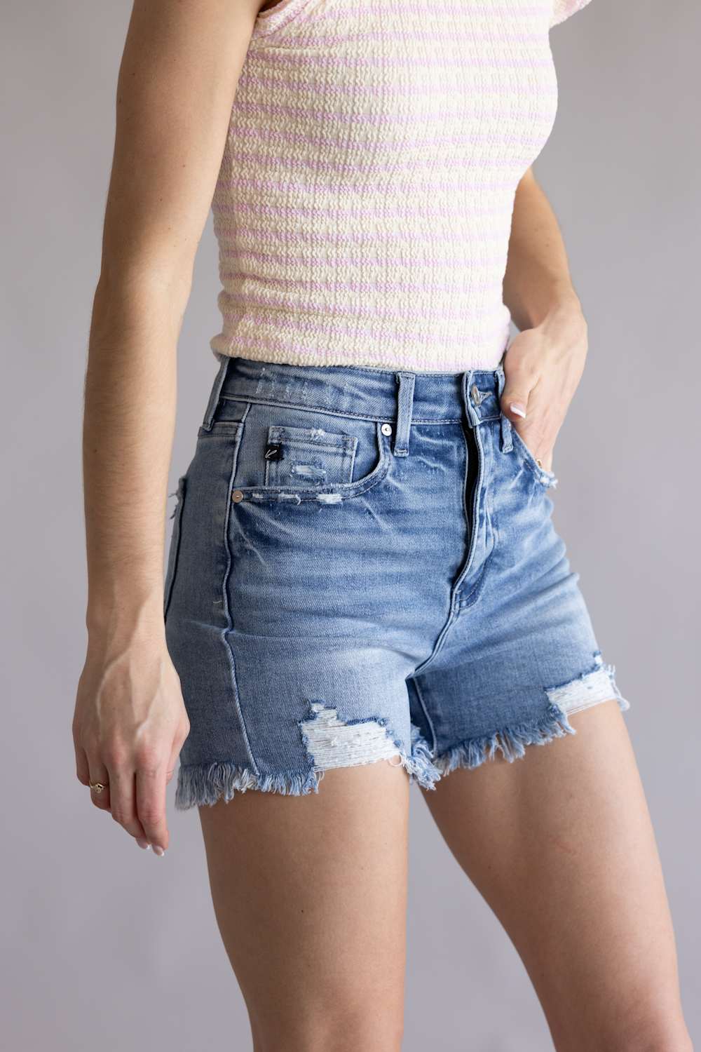 KanCan x Glik’s Best Friend Fray Hem Distress Denim Shorts for Women