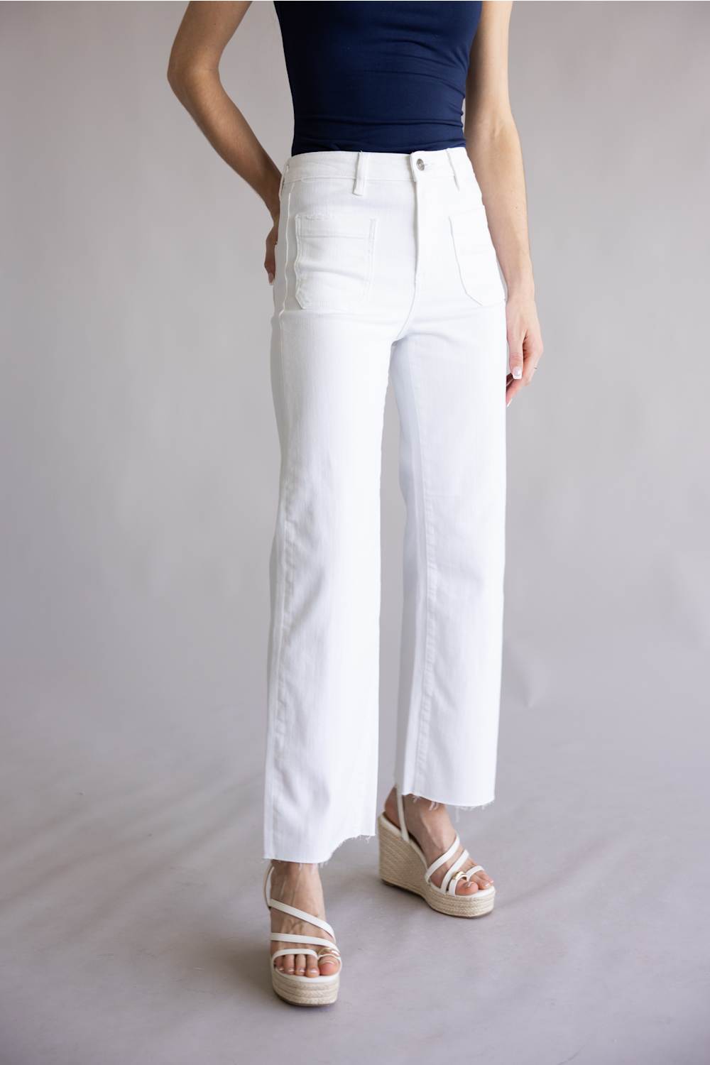 Mica Crop Wide Jeans for Women in White