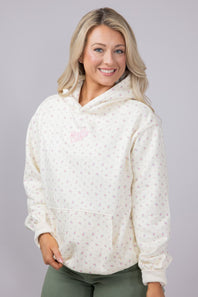 Happy Camp3r Vintage Flower Hoodie for Women in Cream