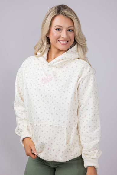 Happy Camp3r Vintage Flower Hoodie for Women in Cream
