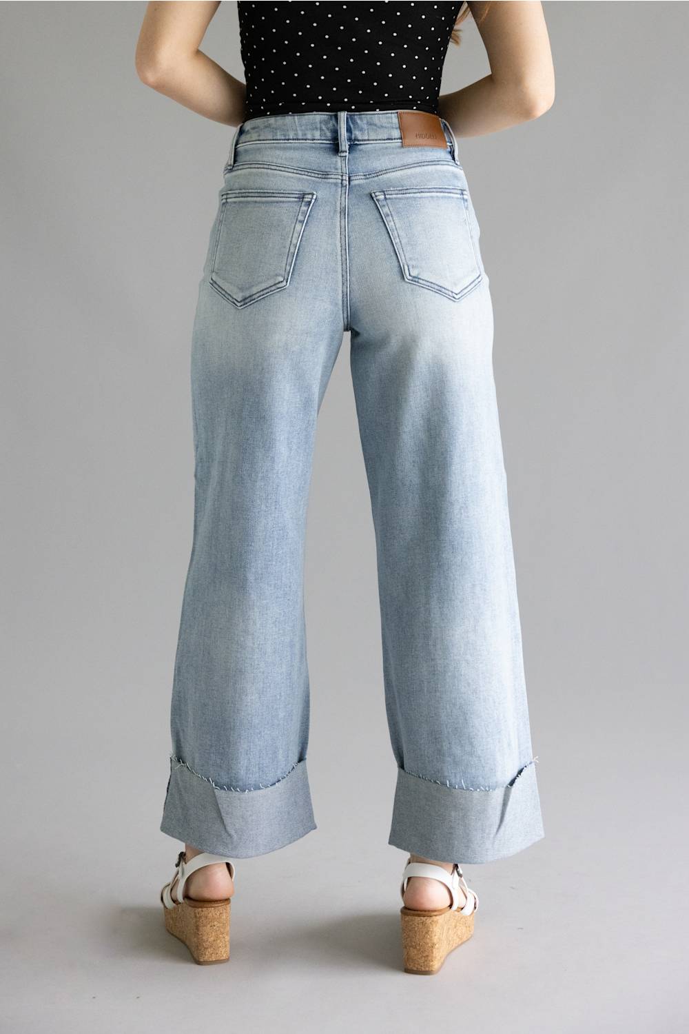 Hidden High Rise Crop Wide Cuffed Jeans for Women