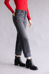 Hidden High Rise Ella Straight Leg Cuffed Jeans for Women