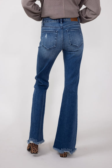 Hidden Mid-Rise Flare Distressed Jeans for Women