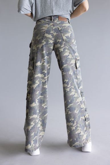 Hidden Nori Camo High Rise Wide Leg Cargo Jeans for Women in Green