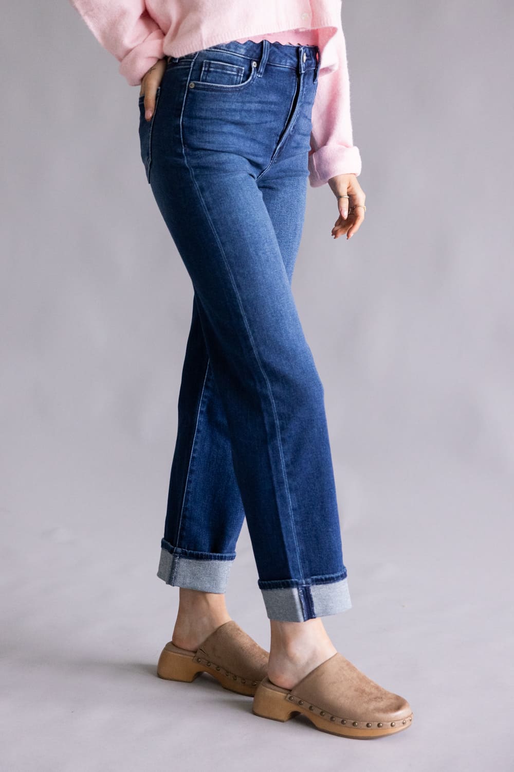 Hidden Tracey High Rise Straight Leg Cuff Jeans for Women