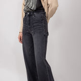 Hidden Wide Leg Carpenter Jeans for Women in Grey