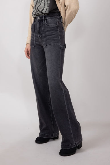 Hidden Wide Leg Carpenter Jeans for Women in Grey