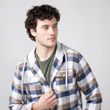 Hooded Plaid Flannel Shirt for Men in Ecru | TQ8299GL-ECRU