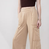 Knit Cargo Lounge Pants for Women in Taupe