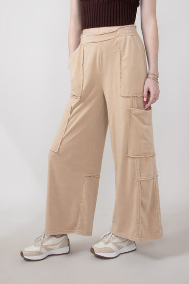 Knit Cargo Lounge Pants for Women in Taupe