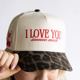 I Love You Sooo Much Trucker Hat for Women in Leopard/Tan