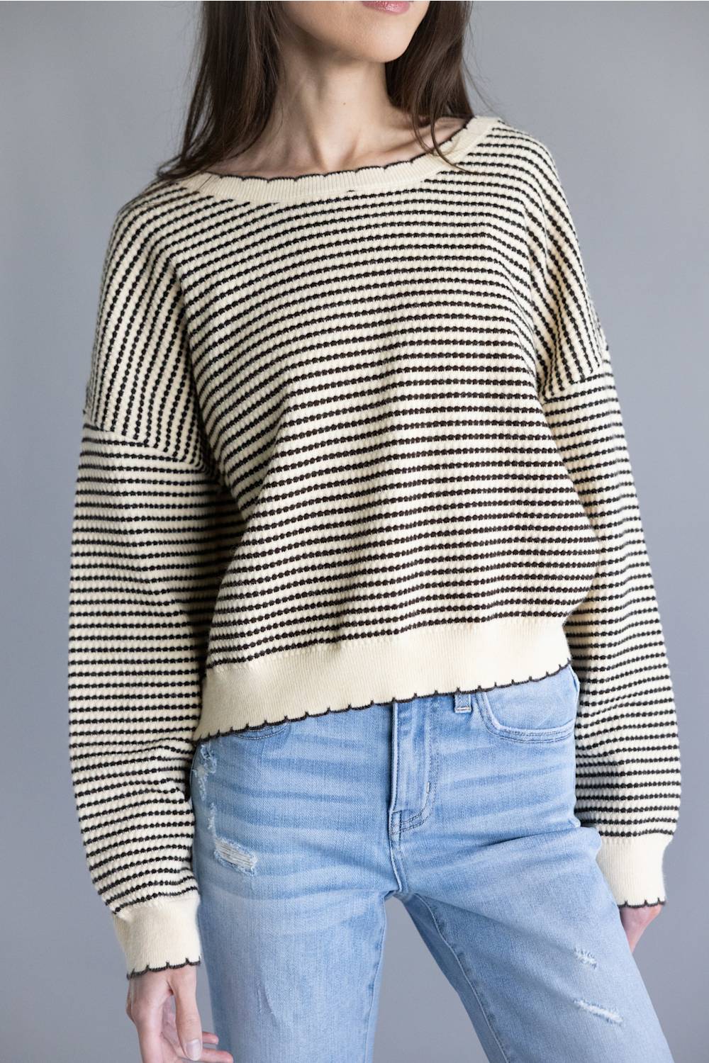Illa Illa Striped Knit Top for Women in Natural/Brown | IM8563-NATURALBROWN